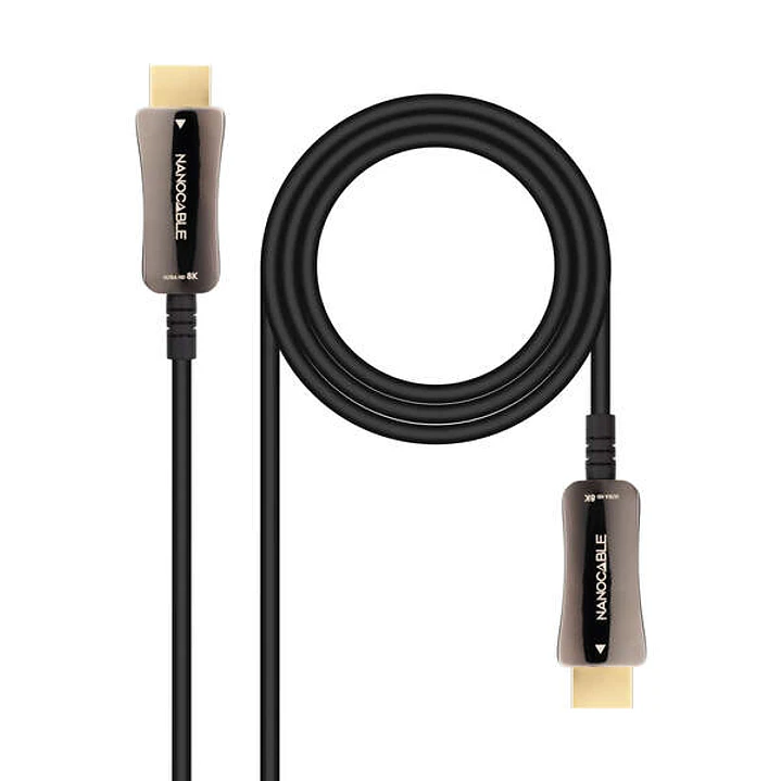 Nanocable Cable HDMI v2.1 AOC Macho a HDMI v2.1 Macho 15m - 8K@60Hz 4K@120Hz 48Gbps - Color Negro 1