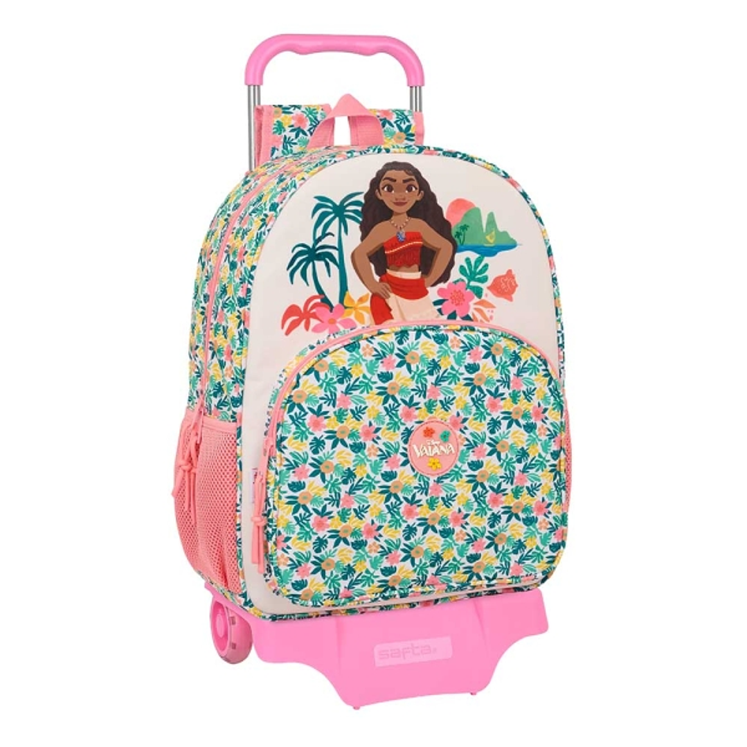 Safta Vaiana Mochila con Carro - Portabotellas - Doble Tirador en Cremallera - Hombreras Ergonomicas - Mochila Extraible - Carro Resistente - 21L - 33 1