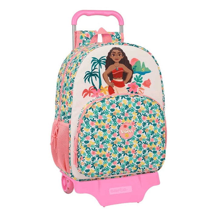 Safta Vaiana Mochila con Carro - Portabotellas - Doble Tirador en Cremallera - Hombreras Ergonomicas - Mochila Extraible - Carro Resistente - 21L - 33 1