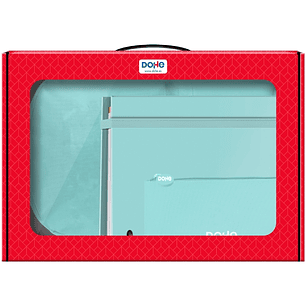 Dohe Serenity Pack de Mochila + Carpeta A4 Recambio + Portatodo Triple - Todo en un Maletin Perfecto para Regalo - Color Verde