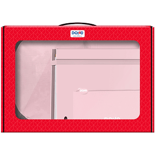 Dohe Serenity Pack de Mochila + Carpeta A4 Recambio + Portatodo Triple - Todo en un Maletin Perfecto para Regalo - Color Rosa