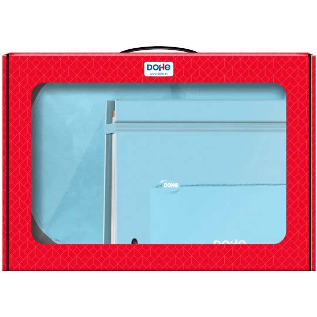 Dohe Serenity Pack de Mochila + Carpeta A4 Recambio + Portatodo Triple - Todo en un Maletin Perfecto para Regalo - Color Azul 1