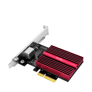 Cudy Adaptador de Red PCIe - Velocidad hasta 10 Gbps - Autoadaptativo - PCI Express 3.0 x4 - Color Negro/Rojo