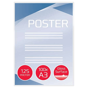 GBC Pack de 100 Carteras Plastificacion A3 con Brillo - Alta Calidad - 125 Micras - Transparente