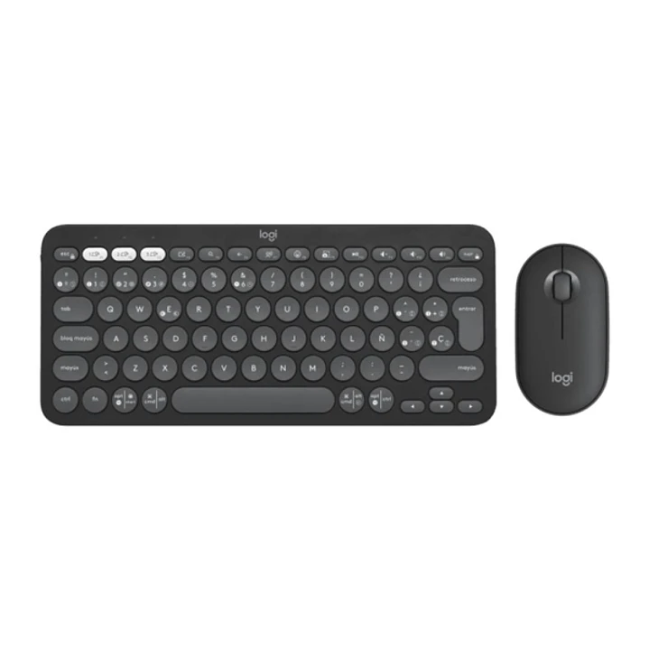 Logitech Pebble 2 Combo Pack Inalambrico Teclado + Raton - RF y Bluetooth - Teclas de Tijera Silenciosas - Easy Switch hasta 3 Dispositivos - Raton Op 1