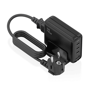 Aisens Cargador GAN 140W - 3xUSB-C PD3.0, QC4.0, QC5.0 - 1xUSB-A QC3.0 - Cable 1.4 Metros - Color Negro