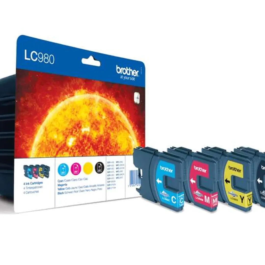 Brother LC980 Pack de 4 Cartuchos de Tinta Originales - LC980VALBP 1