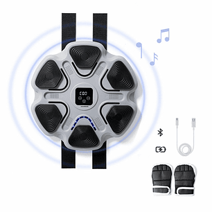 Innovagoods Beatfist Maquina de Boxeo Musical con 6 Paneles - Bluetooth - Pantalla Digital - Luces LED - Guantes Incluidos - 9 Velocidades - 37.5x37.5