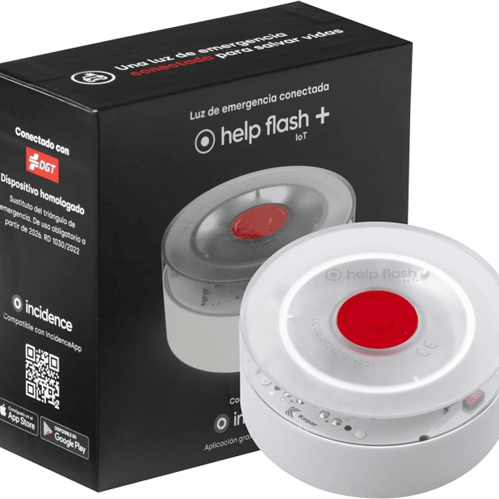 Help Flash IoT+ Baliza de Señalizacion de Emergencia V16 Conectada con DGT +290 Candelas - Proteccion IP54 - Datos hasta Enero 2038 - Fabricado en Esp 1