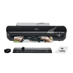 GBC Inspire+ A4 Set de Plastificadora + Recortadora de Esquinas + Cizalla + Paquete de 5 Bolsas de Plastificacion A4 - Hasta Tamaño A4 - Velocidad 250