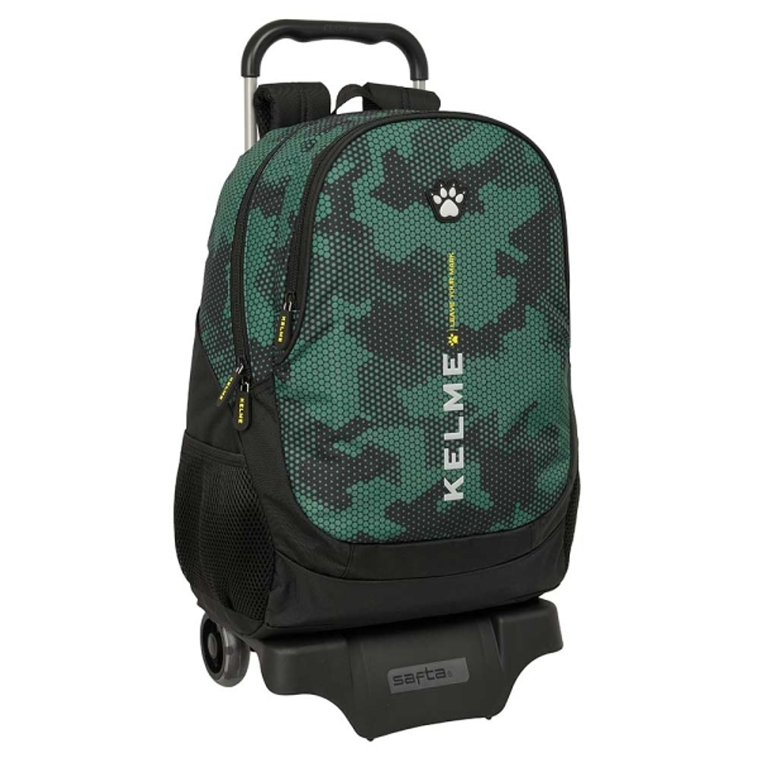 Safta Kelme Camo Mochila con Carro - Portabotellas - 2 Compartimentos - Tirador Doble - Espalda Acolchada - Asa Superior - Mochila Extraible - 22.5L - 1