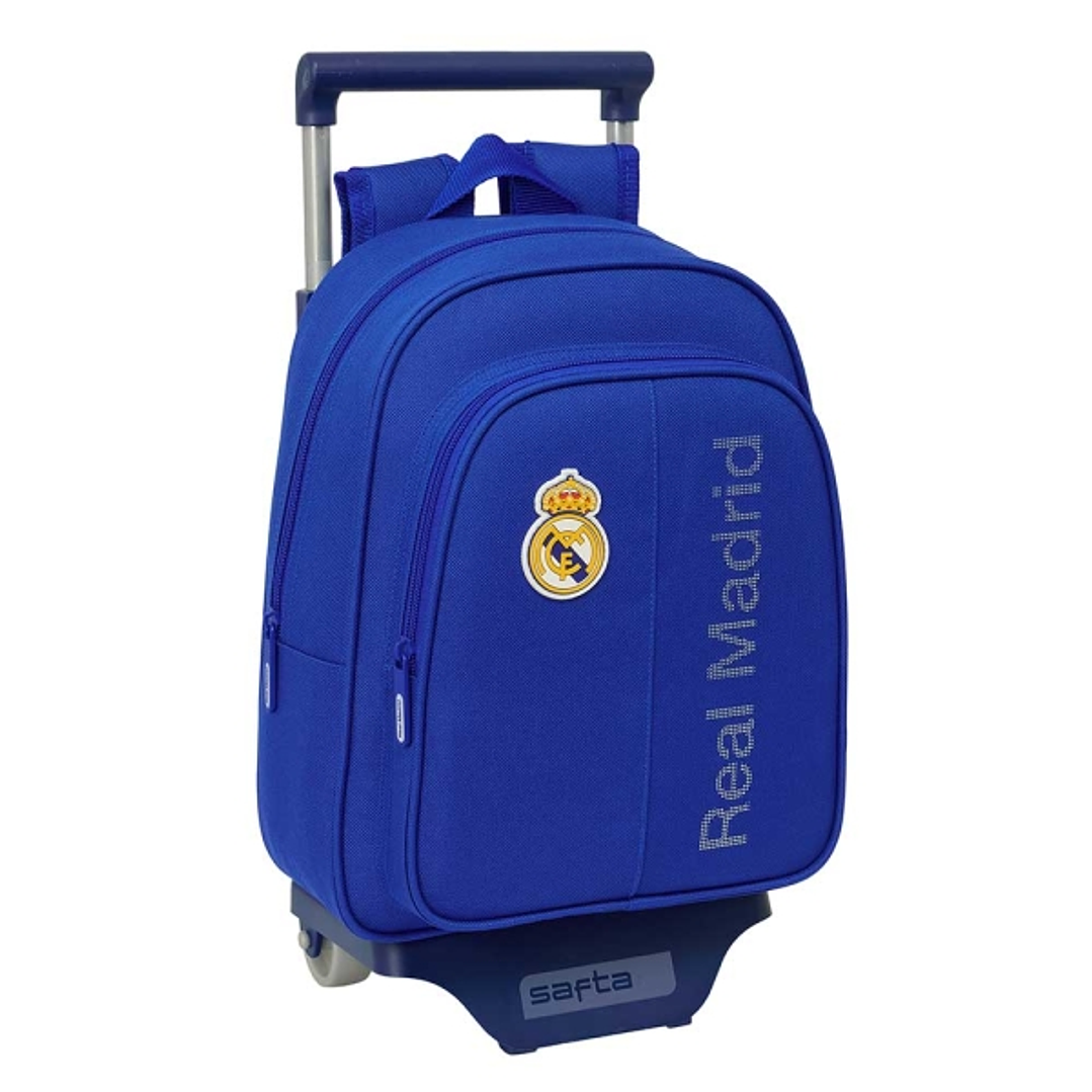 Safta Real Madrid Mochila con Carro - Portabotellas - Hombreras Acolchadas - Mochila Extraible - Carro Resistente - 10L - 27x10x67cm - Color Azul 1