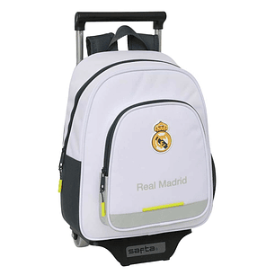 Safta Real Madrid Mochila con Carro de 10L 705 Integrado - Portabotellas - Extraible para Limpieza - Carro de PP, Acero y PVC - 28x34x10cm - Color Bla