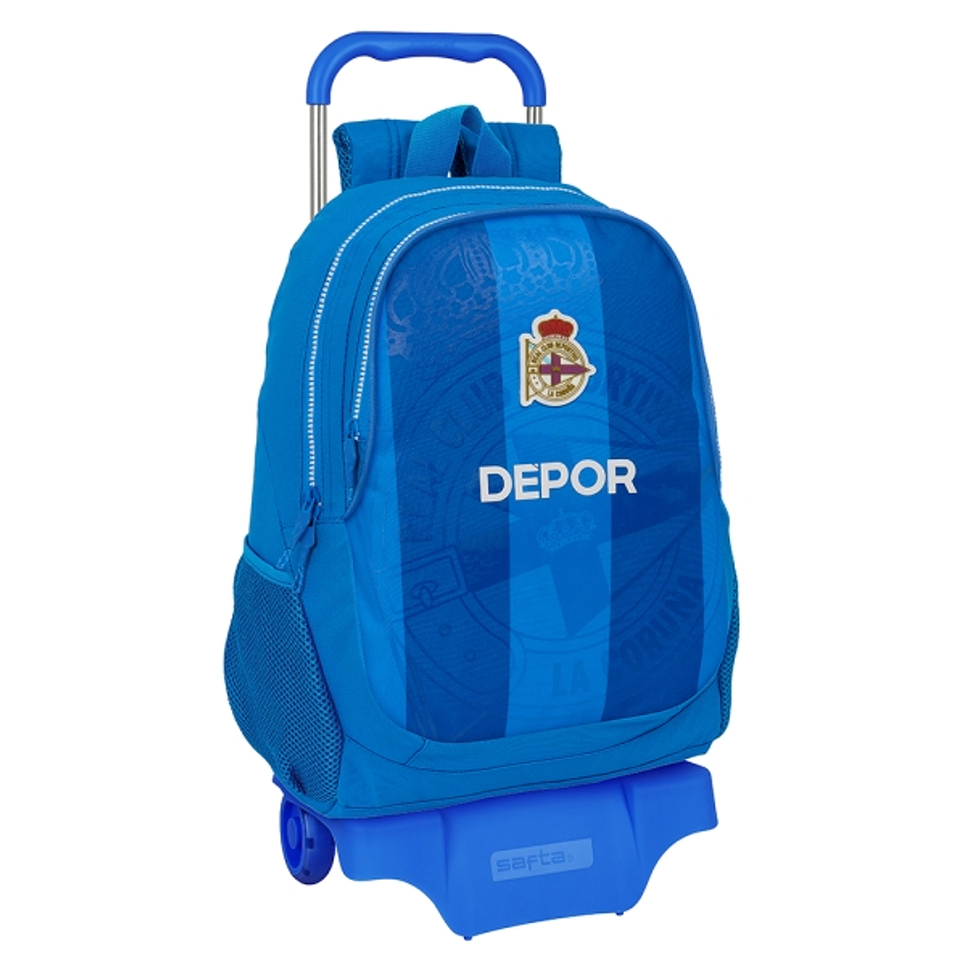 Safta Real Deportivo de la Coruña Mochila con Carro - Portabotellas - 2 Compartimentos - Hombreras y Espalda Acolchadas - Asa Superior - Mochila Extra 1