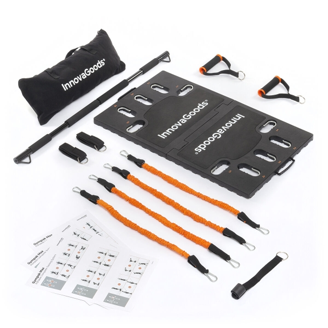 Innovagoods Gympak Max Set de Entrenamiento Integral Portatil - Resistencia Ajustable - Compacto - Guia de Ejercicios - Bolsa de Transporte - Base Ant 1