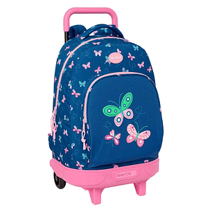 Safta Blackfit8 Mariposas Mochila con Carro - Extraible - Bolsillo Frontal - Portabotellas - Tirador Doble - Hombreras Acolchadas - Asa Acolchada - Ta
