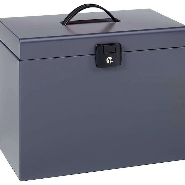 Esselte Maletin Home-Box A4 Metalico - 5 Carpetas - Asa y Cerradura con Llave - Color Gris Antracita 1