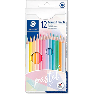 Staedtler 146C Pack de 12 Lapices de Colores Pastel Hexagonales - Mina Suave - Resistencia a la Rotura - Colores Surtidos