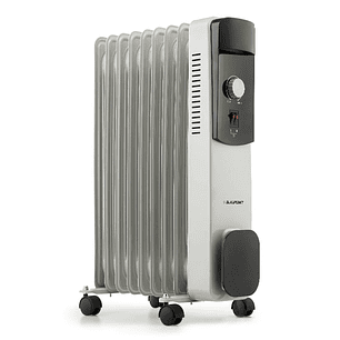 Blaupunkt Radiador de Aceite - Potencia 2000W - Ruedas - Termostato Regulable - Recogecable - Asa Lateral - Indicador Luminoso - Color Blanco y Negro