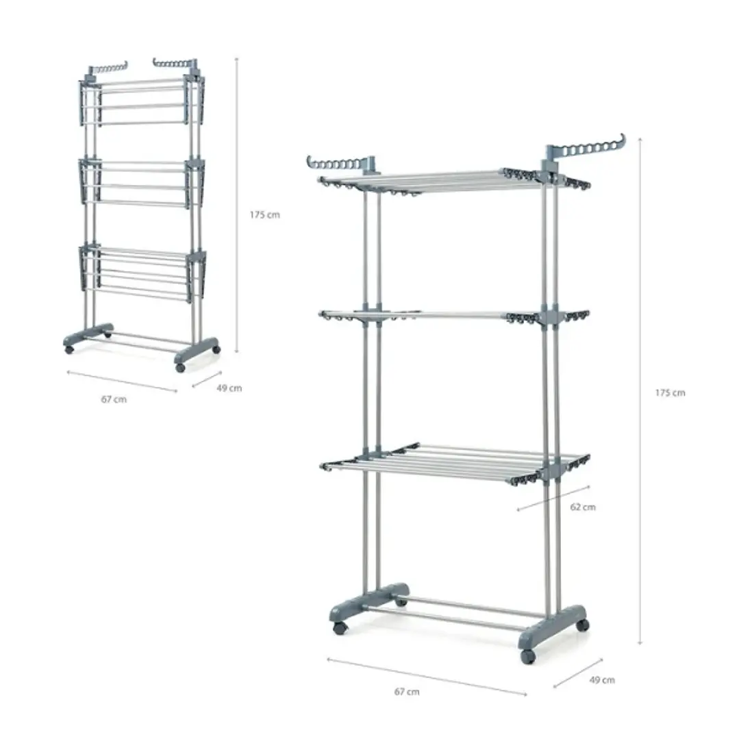 Innovagoods Dolver Tendedero Vertical con Ruedas - 24 Barras - Soporta hasta 40kg - Plegable - Altura Ajustable - 6 Alas Independientes - 49-62x175x73 1