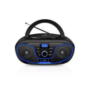 Daewoo Radio CD - USB - Jack 3.5mm - Bluetooth - Sintonizacion Automatica - Asa de Transporte - Pantalla LCD - Color Negro y Azul