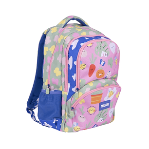 Milan Green and Grow Mochila Escolar 25L - Bolsillos Laterales de Malla - Compartimento Interior para Portatil - 4 Cremalleras - 46.5x30x17cm - Multic