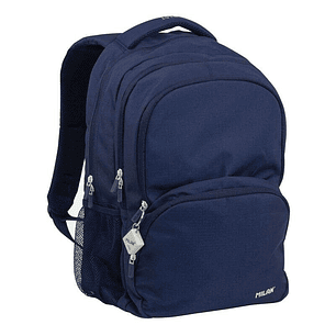 Milan Serie 1918 Mochila Escolar 25L - 3 Bolsillos Delanteros + 2 Bolsillos Laterales - Asas Regulables y Acolchadas - Tamaño 46,5x30x17cm - Color Azu