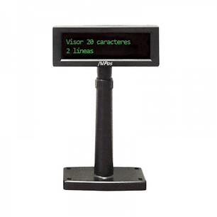 AVPos Visor VFD220 - 2 Lineas de 20 Caracteres - Color de Pantalla Verde - 267 Tipos de Caracteres Internacionales - USB - Color Negro