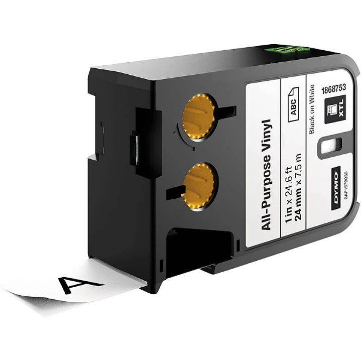 Dymo XTL Cinta Vinilo Original para Rotuladora - Texto Negro sobre Fondo Blanco - Ancho 24mm x 7.5m - 1868753 1