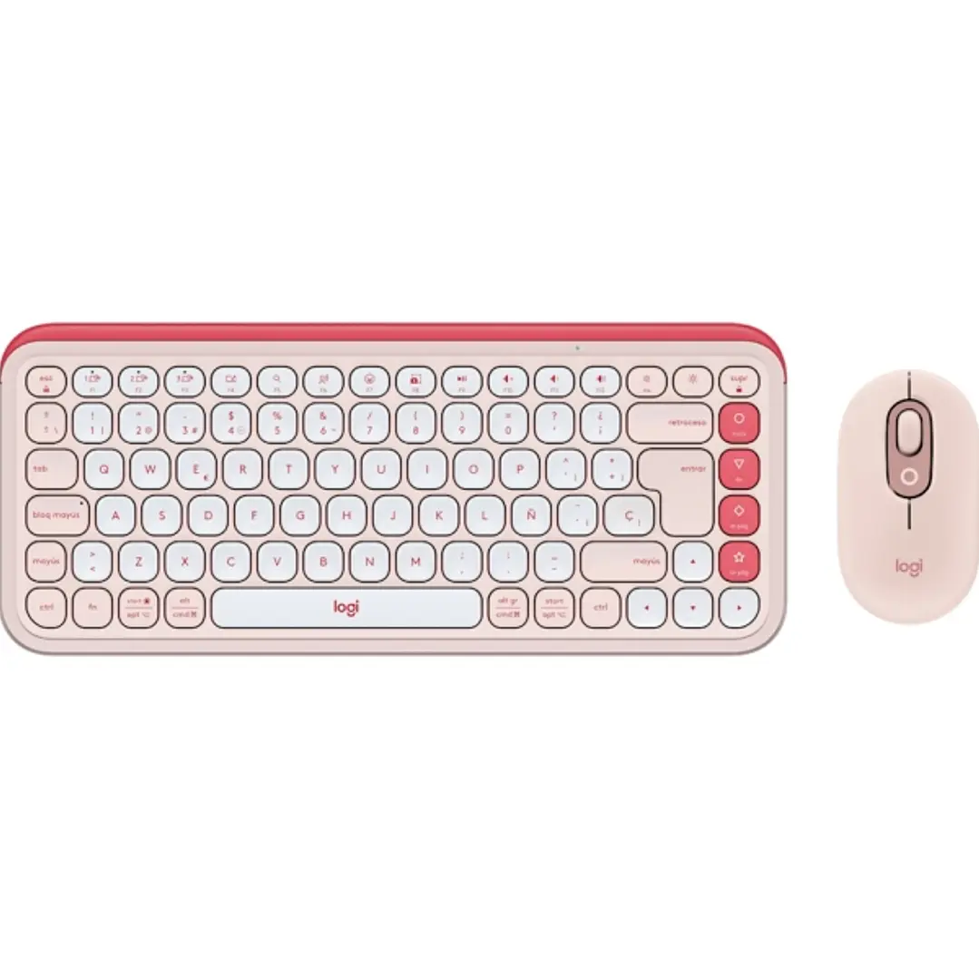 Logitech Pop Icon Combo Pack Inalambrico Teclado Multimedia + Raton - Bluetooth - Autonomia Teclado 36 Meses - Raton 24 Meses - Color Rosa y Blanco 1