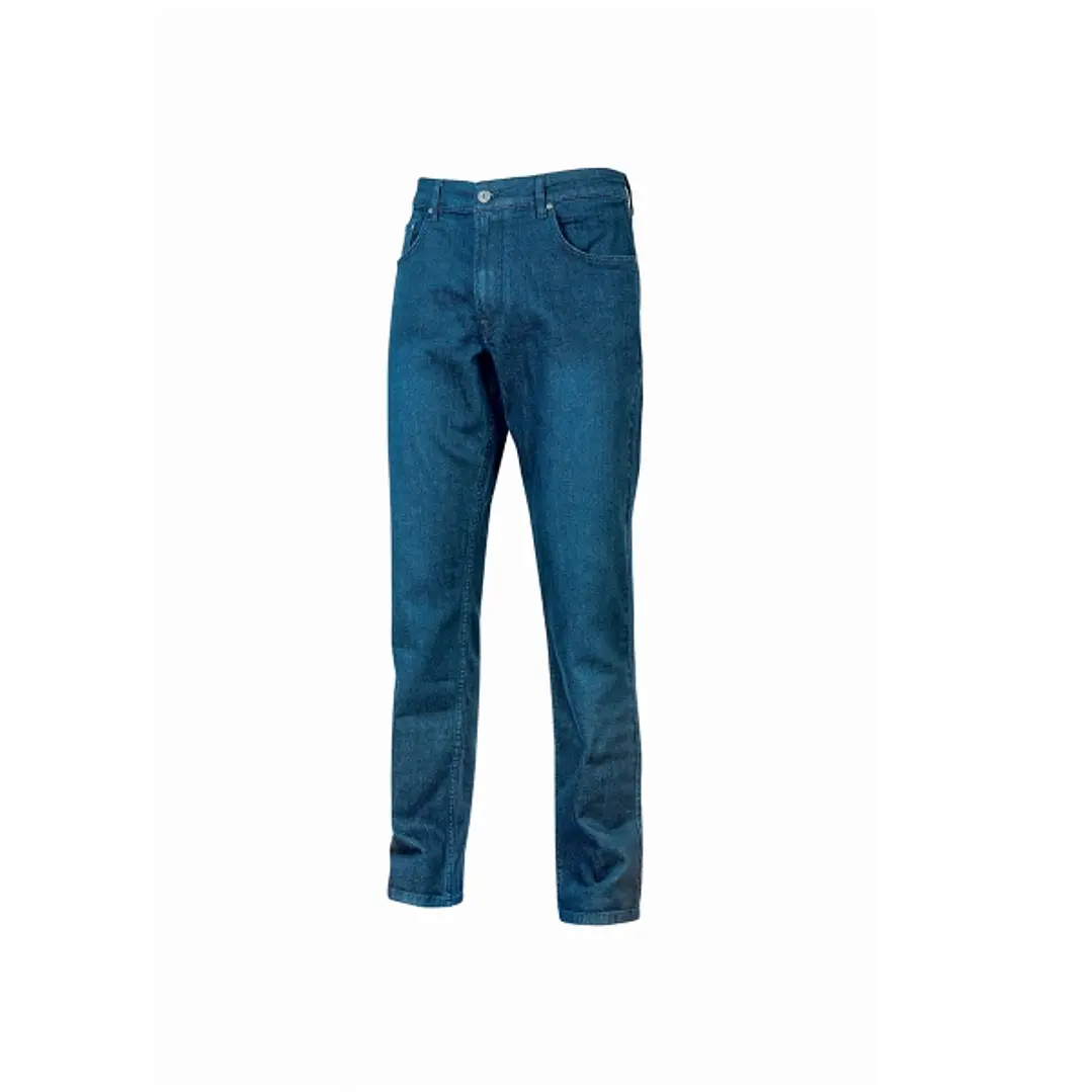 Upower Romeo Vaqueros de Trabajo Elasticos - Talla 30 - Multibolsillos, Ajuste Slim Fit, Proteccion DPI1 - Color Azul Indigo 1