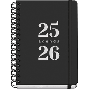 Dohe Grammar Agenda Escolar 25/26 Espiral A5 - Dia Pagina - Papel 80g/m2 - Cubierta de Polipropileno - Cierre de Goma Elastica - Color Negro
