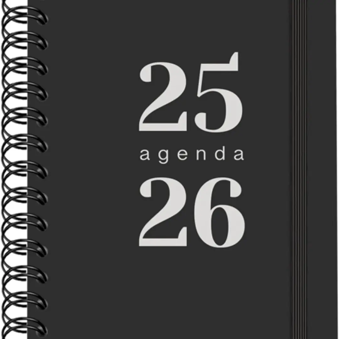 Dohe Grammar Agenda Escolar 25/26 Espiral A5 - Dia Pagina - Papel 80g/m2 - Cubierta de Polipropileno - Cierre de Goma Elastica - Color Negro 1