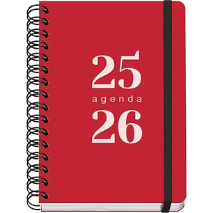 Dohe Grammar Agenda Escolar 25/26 Espiral A5 - Dia Pagina - Papel 80g/m2 - Cubierta de Polipropileno - Cierre de Goma Elastica - Color Rojo