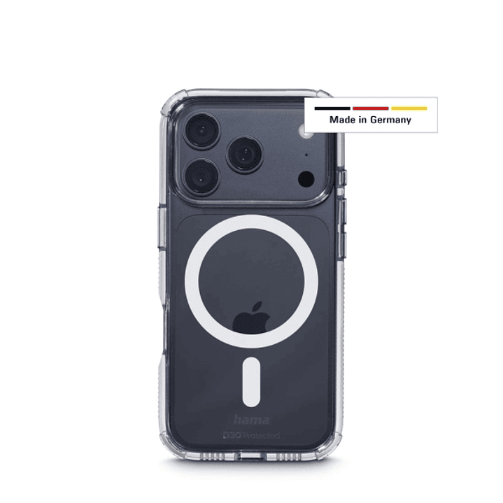Hama Extreme Protect Funda para iPhone 17 Pro - Antideslizante - Magnetico - Policarbonato - Proteccion D3O - Bordes Elevados - Color Transparente 1