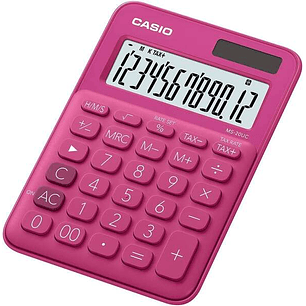 Casio MS-20UC Calculadora de Sobremesa Pequeña - Pantalla LCD de 12 Digitos - Alimentacion Solar y Pilas - Color Rosa Fucsia