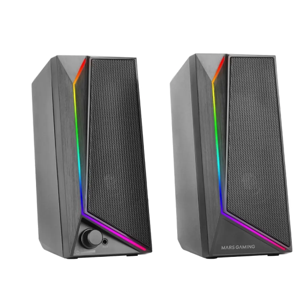 Mars Gaming MS72 Altavoces Gaming de 15W - Luces RGB - Jack 3.5mm - Procesador de Sonido DSP - 178x79x110mm - Color Negro 1