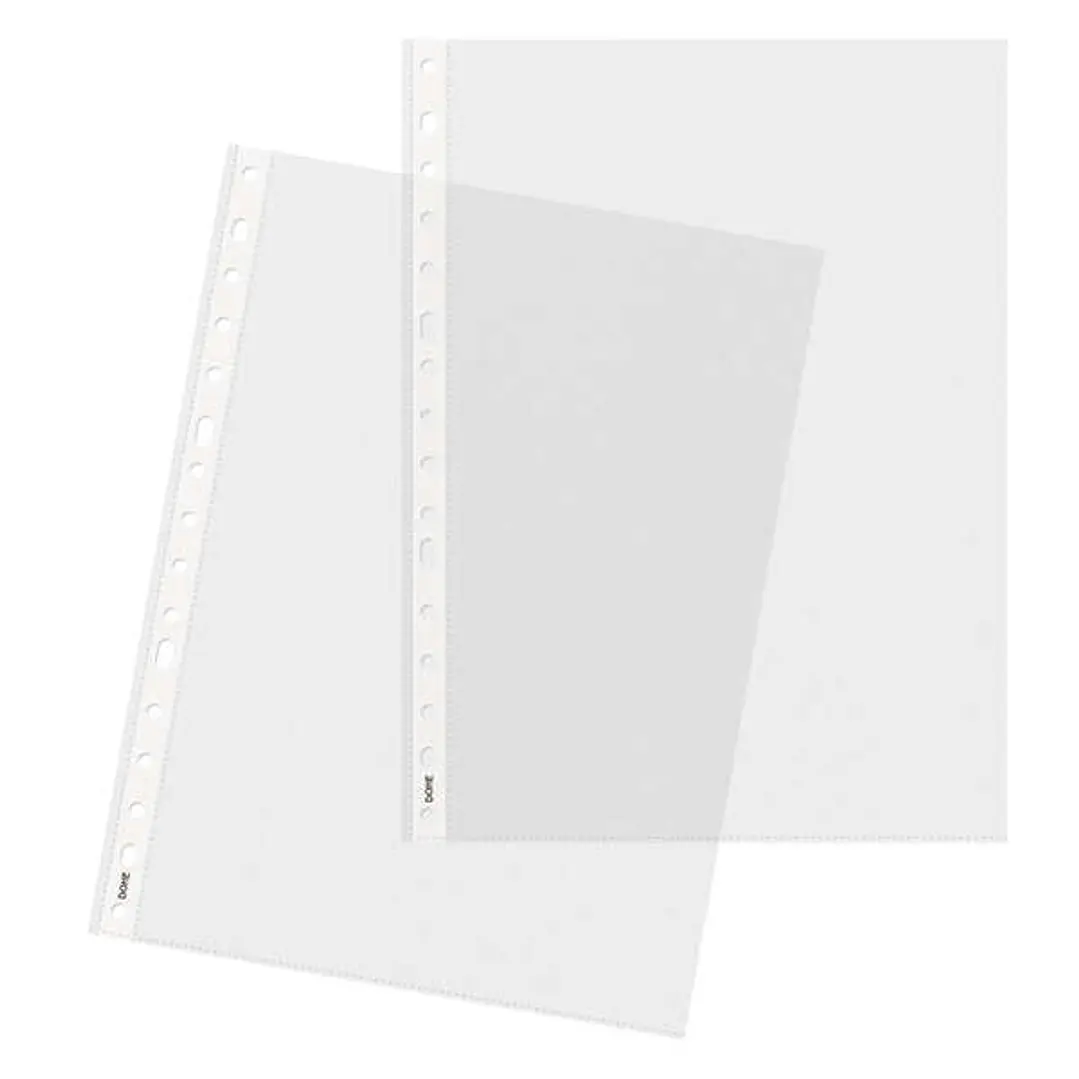 Dohe 100 Fundas Multitaladro con 16 Perforaciones en Polipropileno Liso Cristal - Resistente y Duradero 1