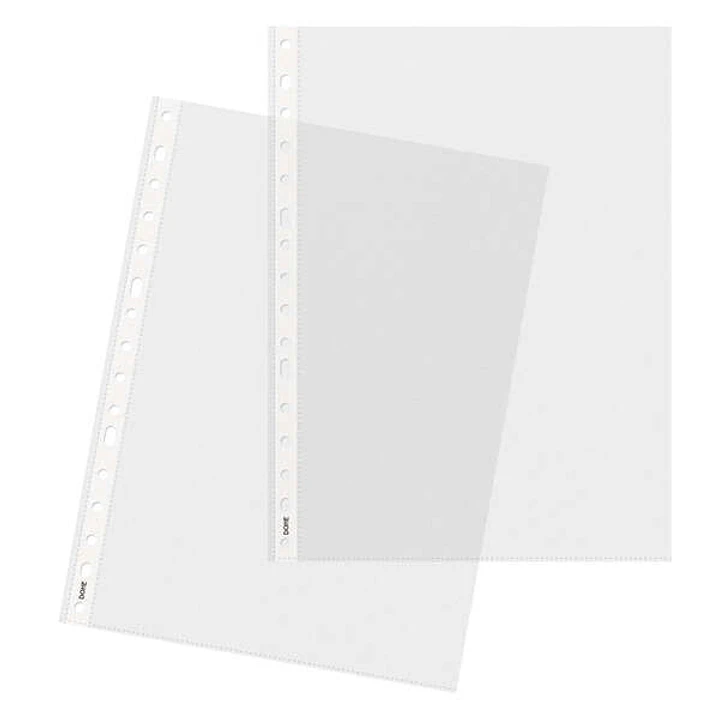 Dohe 100 Fundas Multitaladro con 16 Perforaciones en Polipropileno Liso Cristal - Resistente y Duradero 1