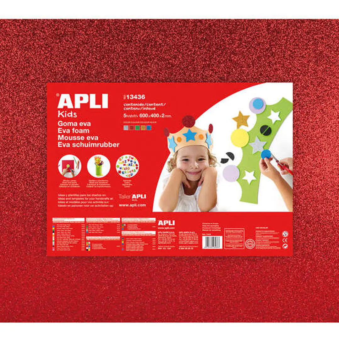 Apli Goma Eva Purpurina Multicolor 600x400 - 5 Hojas Brillantes y Flexibles 1