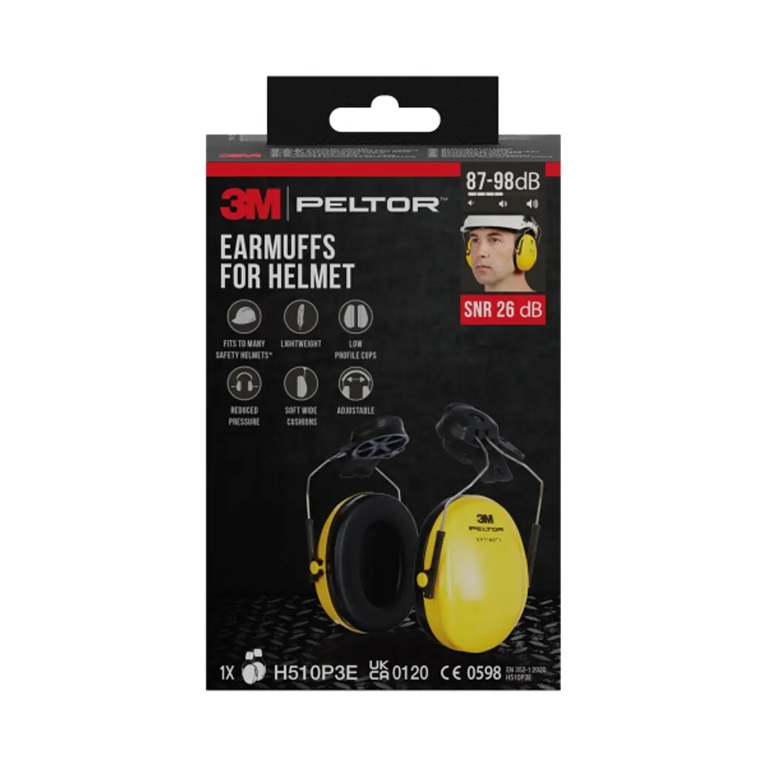3M Peltor Optime Orejeras Auditivas para Casco - SNR 26dB - Amarillo - Peso Ligero - Ajustable - Color Amarillo 1