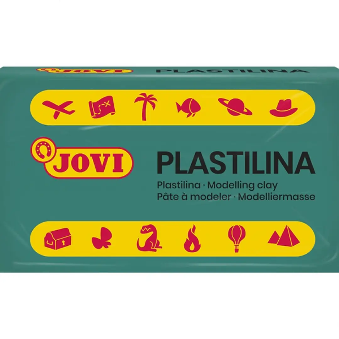 Jovi Caja de 30 Pastillas de Plastilina 50gr - No Endurece - sin Gluten - Inocua - Facil de Moldear - Ideal para Volumen y Moldes - Color Verde 1