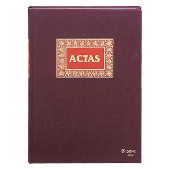 Dohe Libro Actas 50 Hojas Numeradas Papel Offset de 100gr - Tamaño Folio Natural - Encuadernacion en Tela de Primera Calidad con Estampacion en Rojo y 1