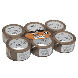 Zap Pack de 6 Precintos de Embalaje 50mm x 66m - Polipropileno 55 micras - Color Marron