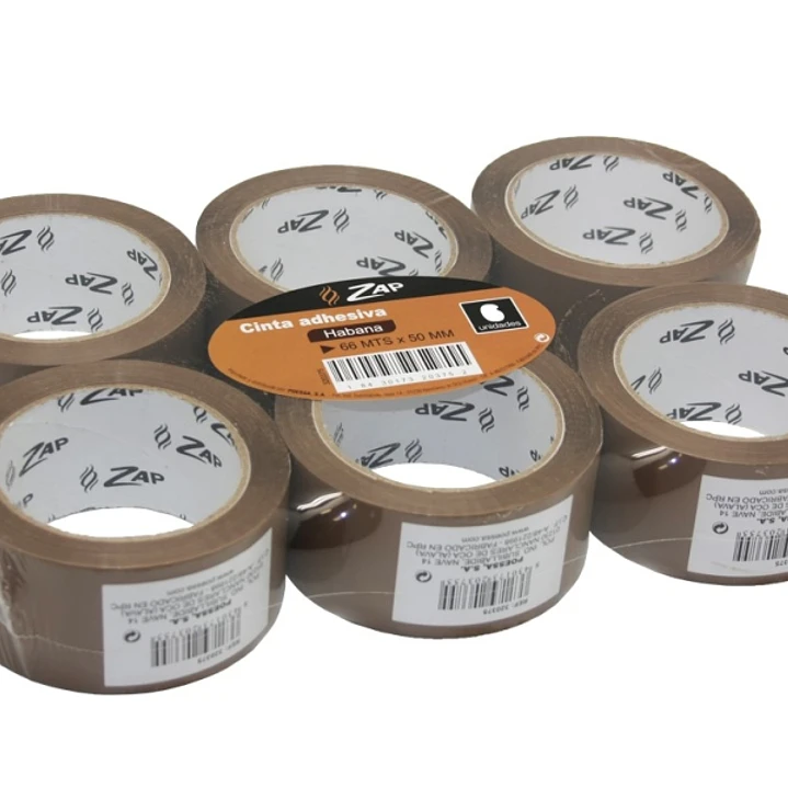 Zap Pack de 6 Precintos de Embalaje 50mm x 66m - Polipropileno 55 micras - Color Marron 1