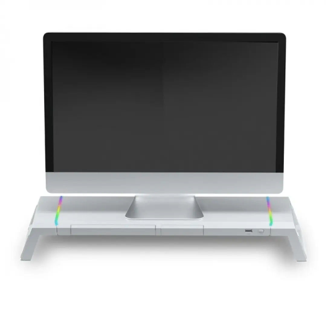 Mars Gaming MGS-ONE Soporte Monitor - Iluminacion CHROMA RGB - Tamaño Ajustable - Ergonomia Optima - Conector USB 2.0 - Stand para Smartphone - Color  1