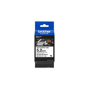 Brother HSE211E Cinta Tubo Termorretractil Original de Etiquetas para Cables - Texto negro sobre fondo blanco - Ancho 5.2mm x 1.5 metros - Cable recom