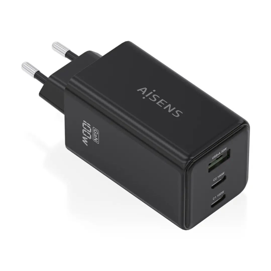Aisens Cargador GAN 100W - 2xUSB-C PD3.0, QC4.0, QC5.0 - 1xUSB-A QC3.0 - Color Negro 1