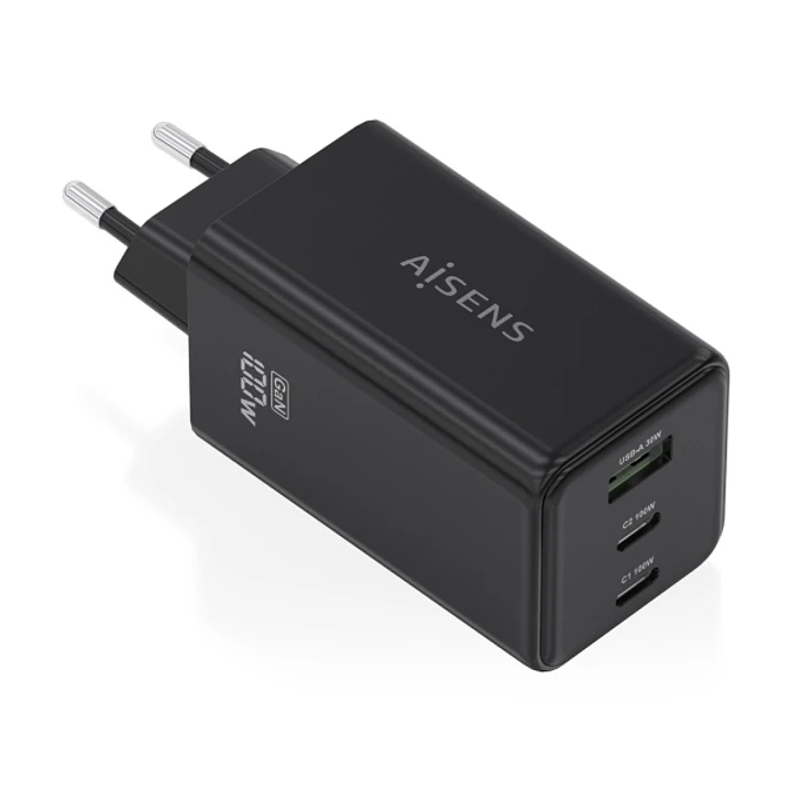 Aisens Cargador GAN 100W - 2xUSB-C PD3.0, QC4.0, QC5.0 - 1xUSB-A QC3.0 - Color Negro 1