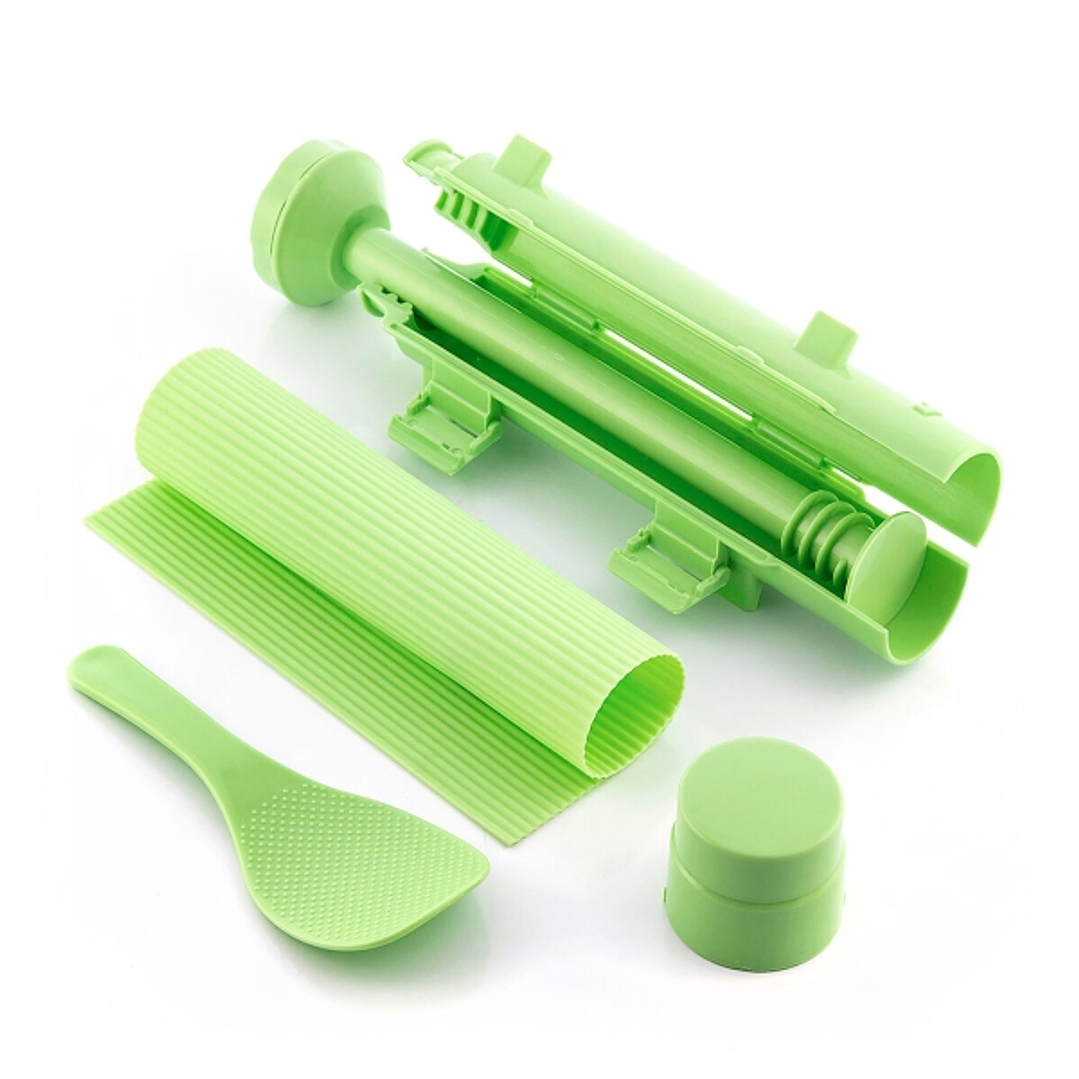 Innovagoods Suzooka Set de 3 Piezas para Sushi - Libre de BPA - Incluye Esterilla - Facil de Limpiar - Incluye Recetario - Color Verde 1